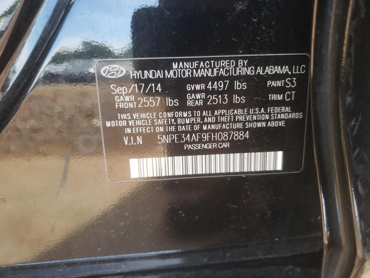 Photo 9 VIN: 5NPE34AF9FH087884 - HYUNDAI SONATA 