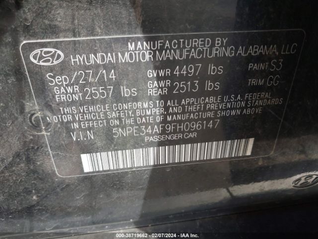 Photo 8 VIN: 5NPE34AF9FH096147 - HYUNDAI SONATA 