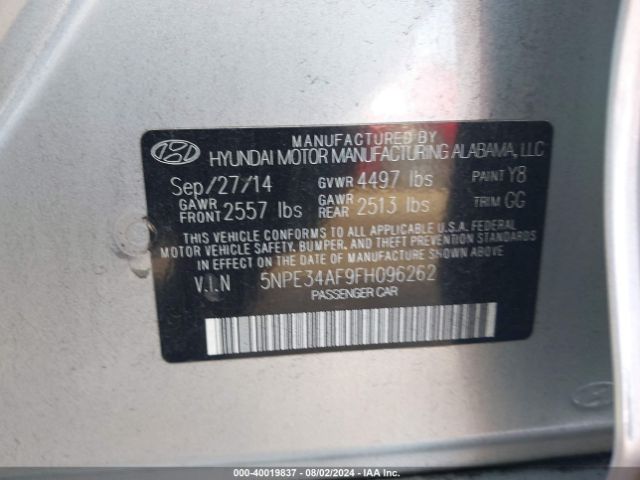 Photo 8 VIN: 5NPE34AF9FH096262 - HYUNDAI SONATA 