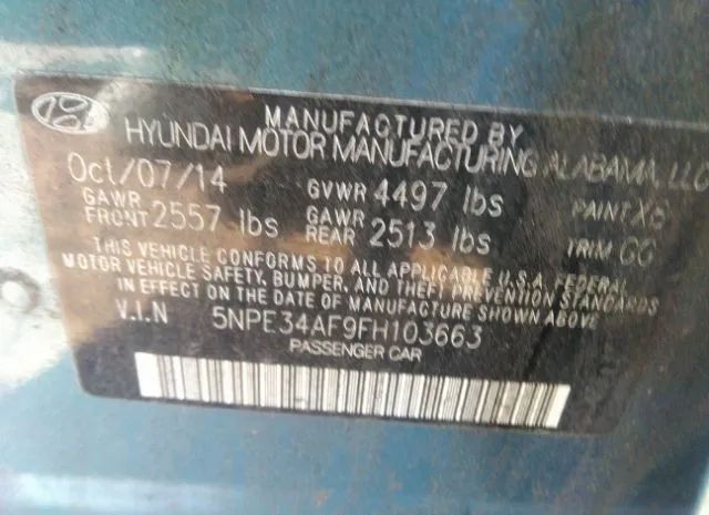 Photo 8 VIN: 5NPE34AF9FH103663 - HYUNDAI SONATA 