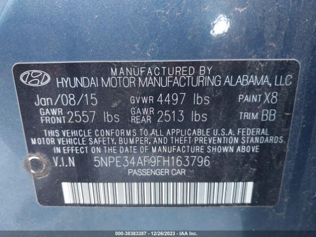 Photo 8 VIN: 5NPE34AF9FH163796 - HYUNDAI SONATA 