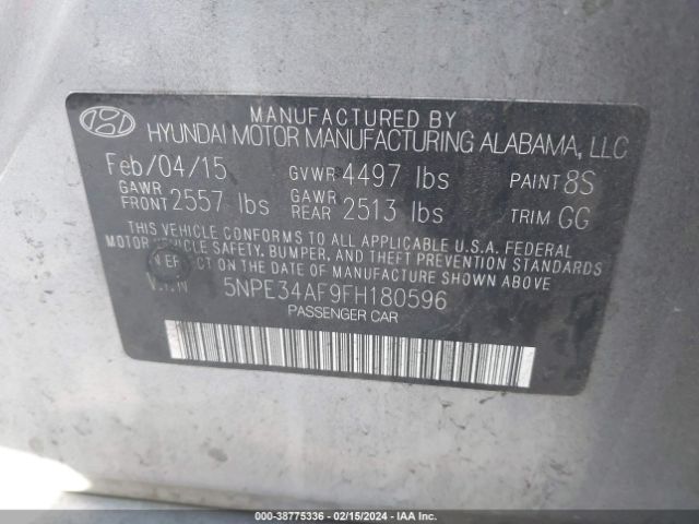 Photo 8 VIN: 5NPE34AF9FH180596 - HYUNDAI SONATA 