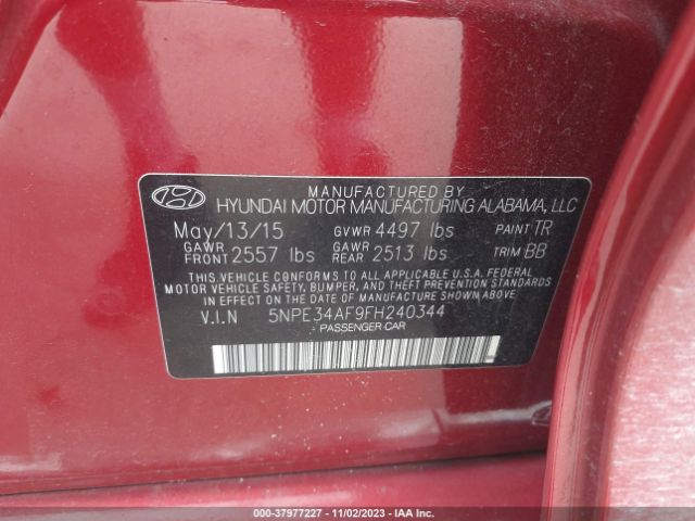 Photo 8 VIN: 5NPE34AF9FH240344 - HYUNDAI SONATA 