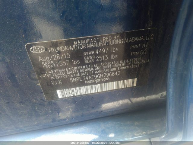 Photo 8 VIN: 5NPE34AF9GH296642 - HYUNDAI SONATA 