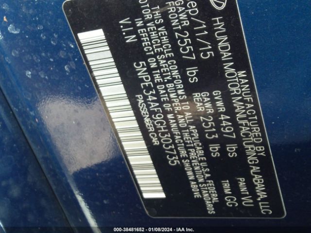 Photo 8 VIN: 5NPE34AF9GH303735 - HYUNDAI SONATA 