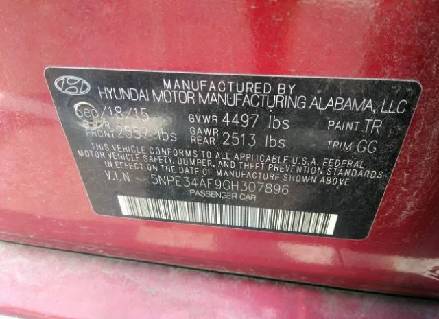 Photo 8 VIN: 5NPE34AF9GH307896 - HYUNDAI SONATA 