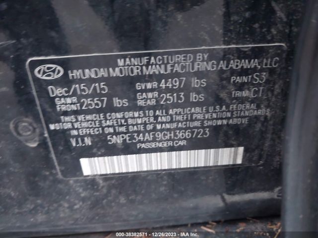 Photo 8 VIN: 5NPE34AF9GH366723 - HYUNDAI SONATA 