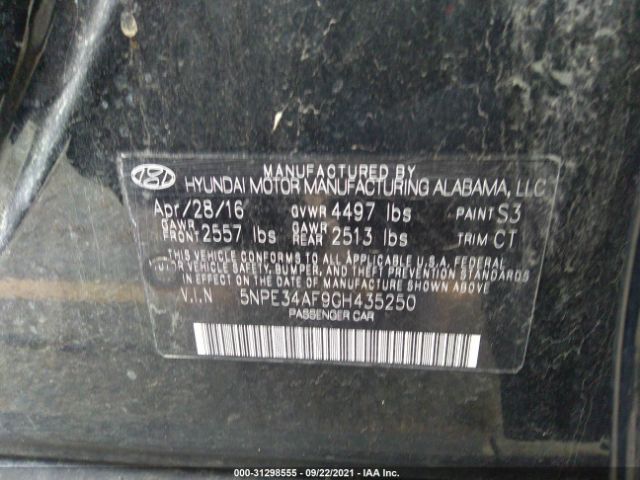 Photo 8 VIN: 5NPE34AF9GH435250 - HYUNDAI SONATA 