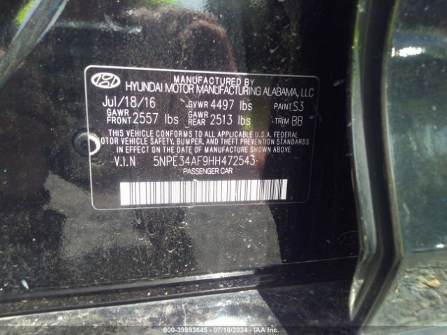 Photo 8 VIN: 5NPE34AF9HH472543 - HYUNDAI SONATA 