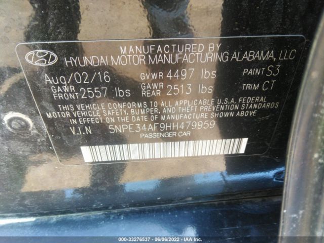 Photo 8 VIN: 5NPE34AF9HH479959 - HYUNDAI SONATA 