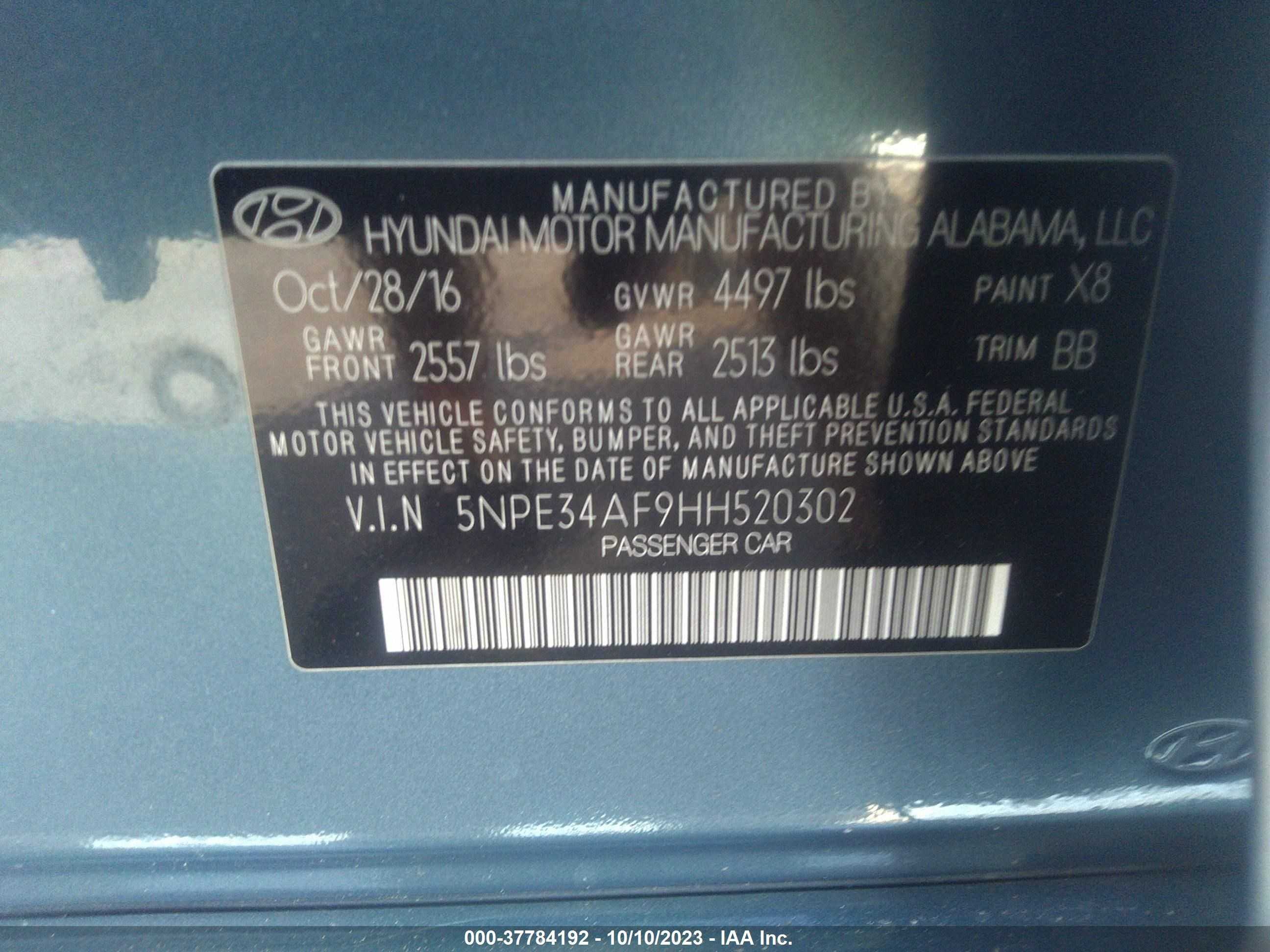 Photo 8 VIN: 5NPE34AF9HH520302 - HYUNDAI SONATA 