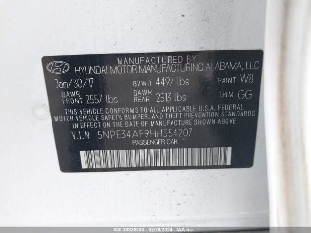 Photo 8 VIN: 5NPE34AF9HH554207 - HYUNDAI SONATA 