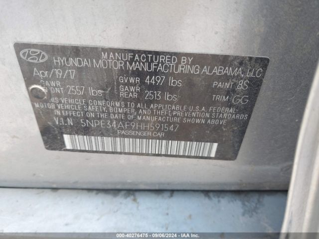 Photo 8 VIN: 5NPE34AF9HH591547 - HYUNDAI SONATA 