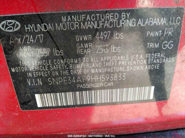 Photo 8 VIN: 5NPE34AF9HH593833 - HYUNDAI SONATA 