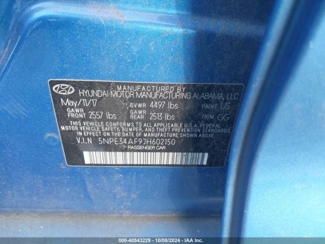 Photo 8 VIN: 5NPE34AF9JH602150 - HYUNDAI SONATA 