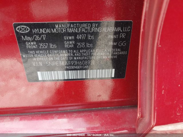 Photo 8 VIN: 5NPE34AF9JH608921 - HYUNDAI SONATA 