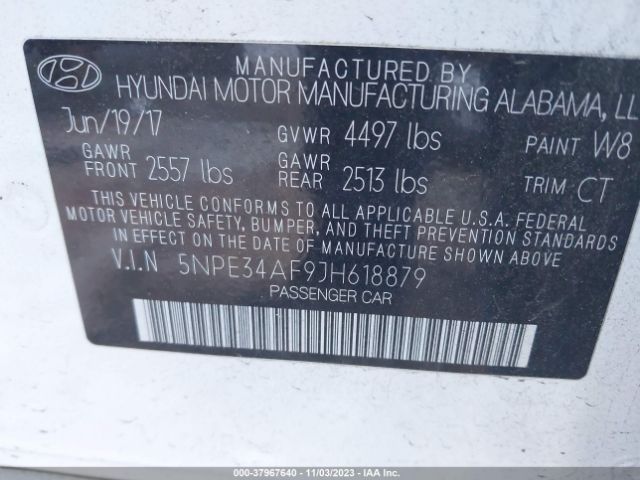 Photo 8 VIN: 5NPE34AF9JH618879 - HYUNDAI SONATA 