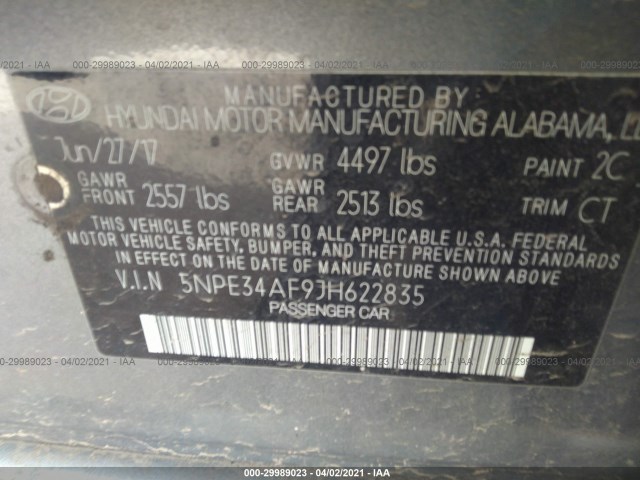 Photo 8 VIN: 5NPE34AF9JH622835 - HYUNDAI SONATA 