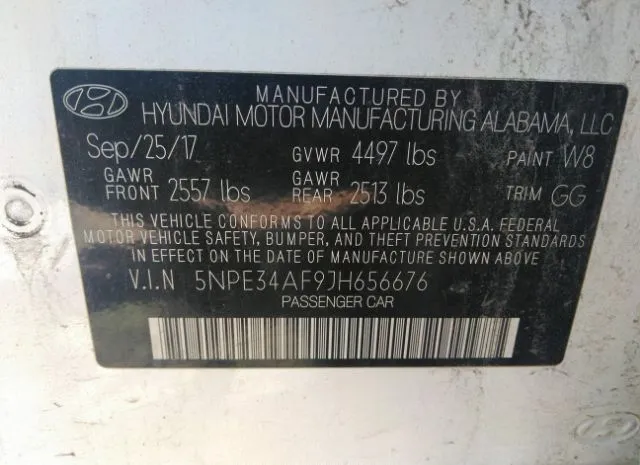 Photo 8 VIN: 5NPE34AF9JH656676 - HYUNDAI SONATA 