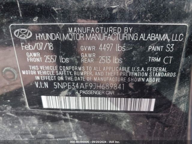 Photo 8 VIN: 5NPE34AF9JH689841 - HYUNDAI SONATA 