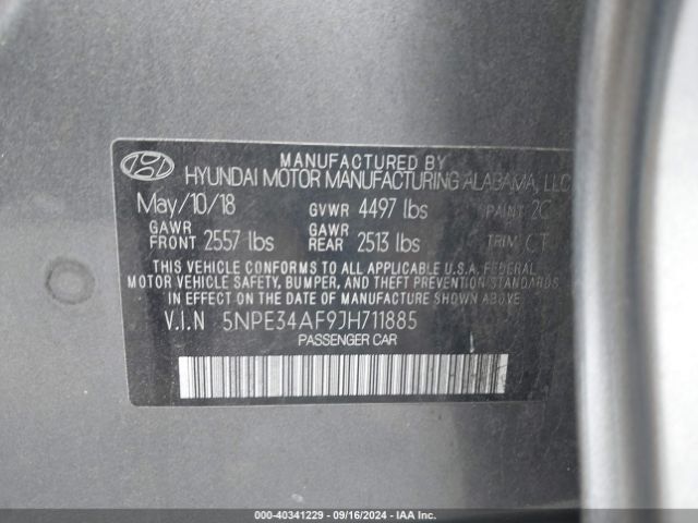 Photo 8 VIN: 5NPE34AF9JH711885 - HYUNDAI SONATA 