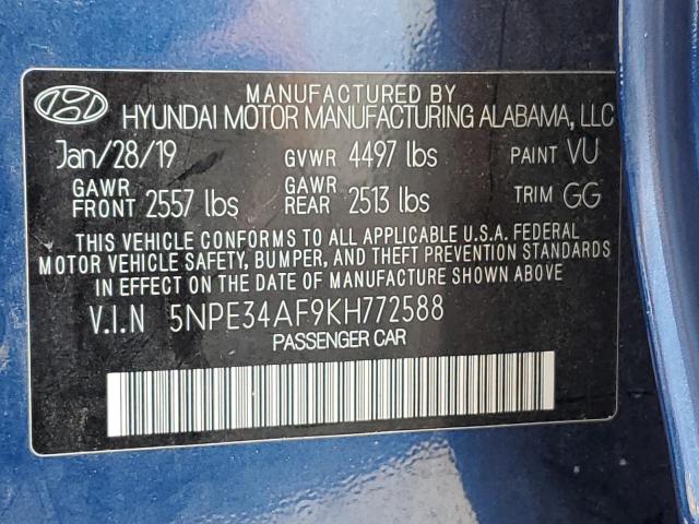 Photo 9 VIN: 5NPE34AF9KH772588 - HYUNDAI SONATA LIM 