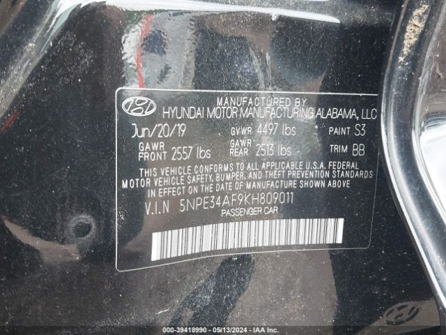 Photo 8 VIN: 5NPE34AF9KH809011 - HYUNDAI SONATA 