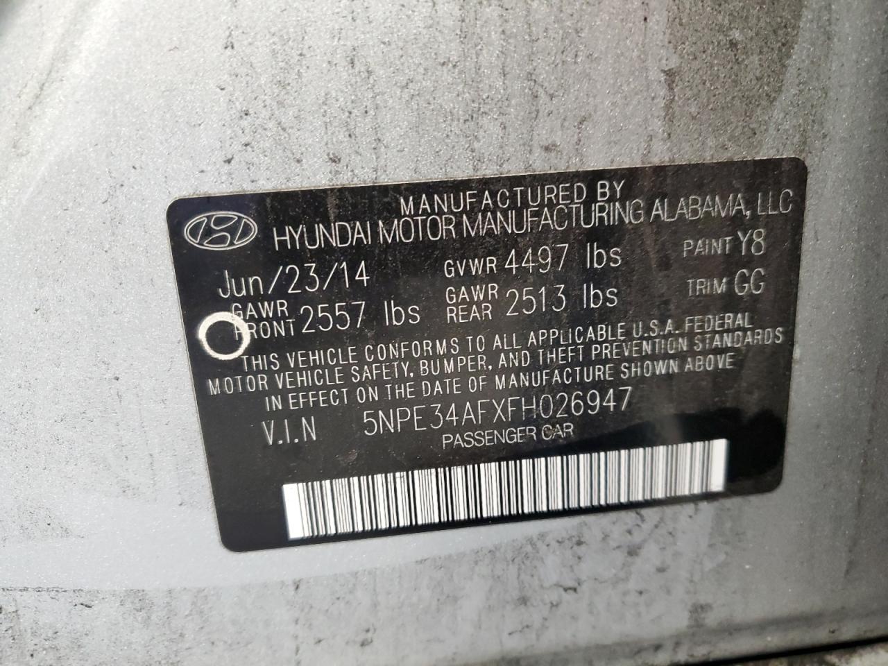 Photo 11 VIN: 5NPE34AFXFH026947 - HYUNDAI SONATA 