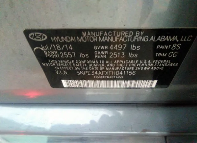 Photo 8 VIN: 5NPE34AFXFH041156 - HYUNDAI SONATA 