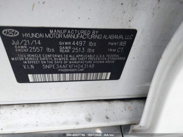 Photo 8 VIN: 5NPE34AFXFH043148 - HYUNDAI SONATA 