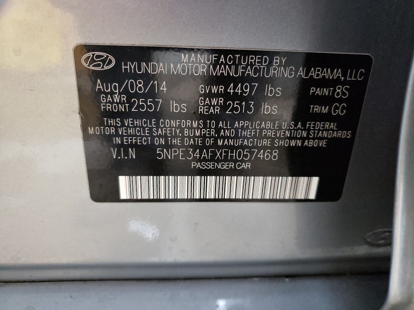 Photo 9 VIN: 5NPE34AFXFH057468 - HYUNDAI SONATA SPO 