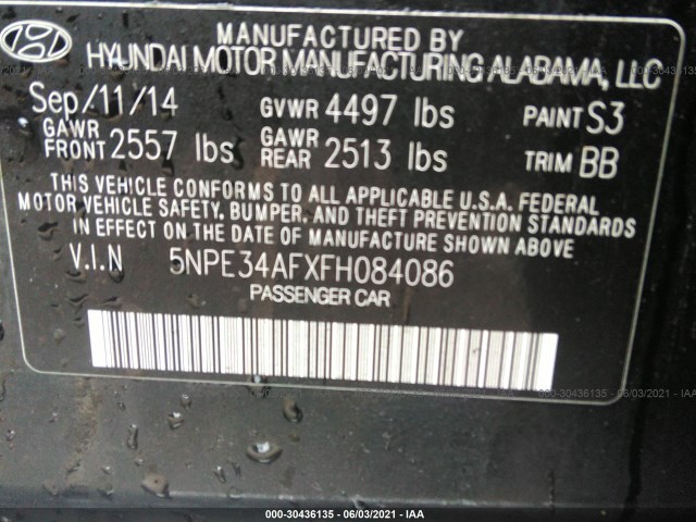 Photo 8 VIN: 5NPE34AFXFH084086 - HYUNDAI SONATA 