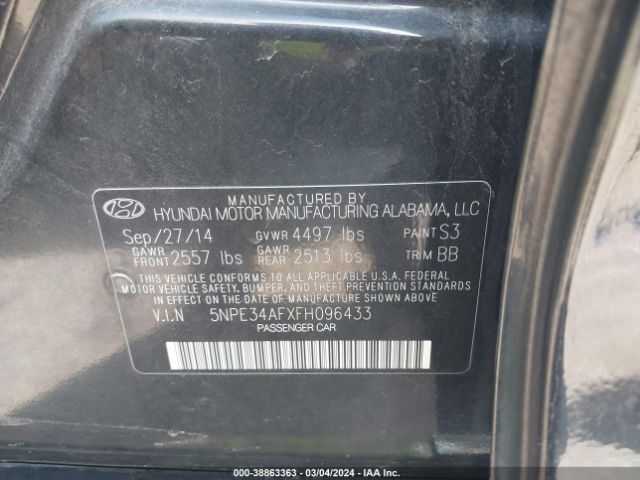 Photo 8 VIN: 5NPE34AFXFH096433 - HYUNDAI SONATA 