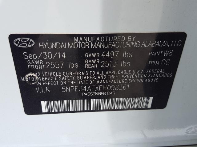 Photo 9 VIN: 5NPE34AFXFH098361 - HYUNDAI SONATA SPO 