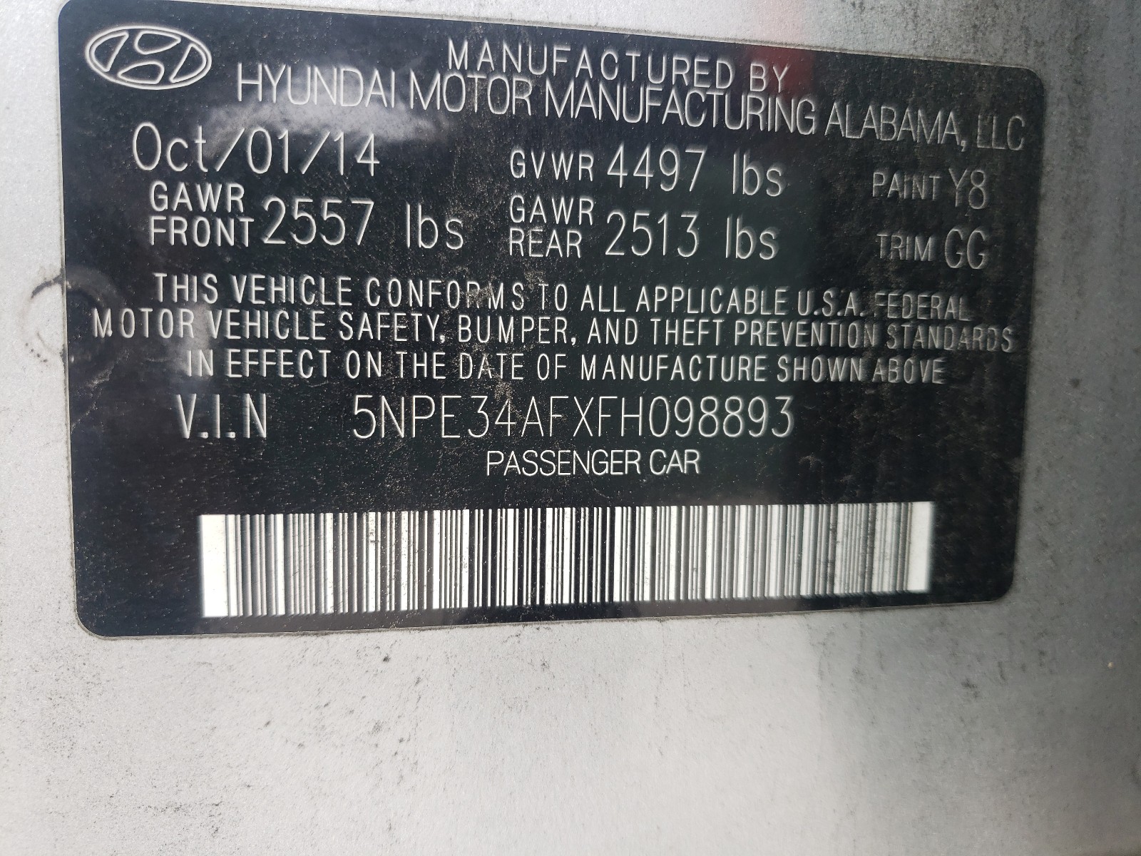 Photo 9 VIN: 5NPE34AFXFH098893 - HYUNDAI SONATA 