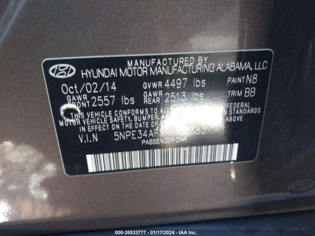 Photo 8 VIN: 5NPE34AFXFH100383 - HYUNDAI SONATA 