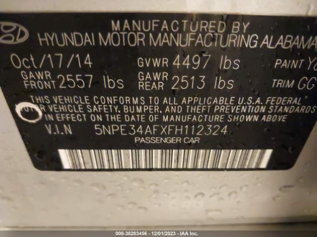 Photo 8 VIN: 5NPE34AFXFH112324 - HYUNDAI SONATA 