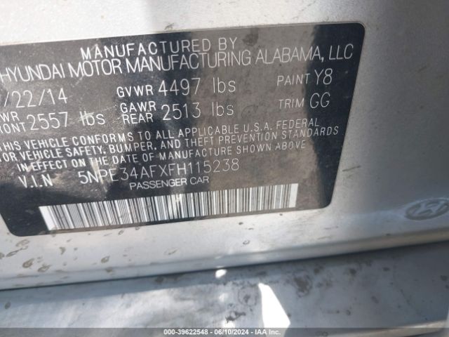 Photo 8 VIN: 5NPE34AFXFH115238 - HYUNDAI SONATA 