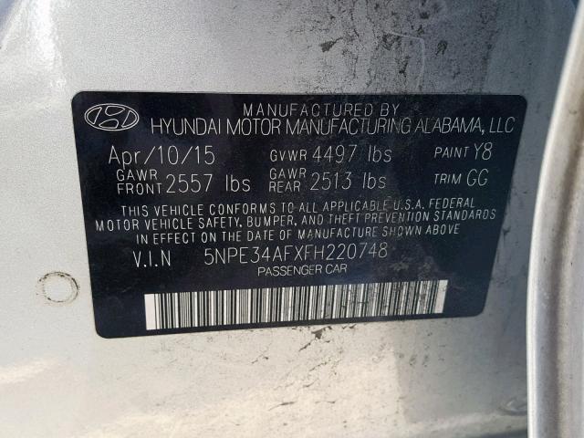 Photo 9 VIN: 5NPE34AFXFH220748 - HYUNDAI SONATA SPO 