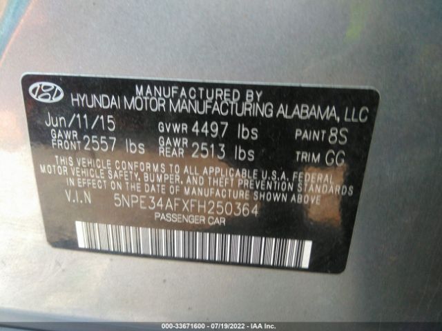 Photo 8 VIN: 5NPE34AFXFH250364 - HYUNDAI SONATA 