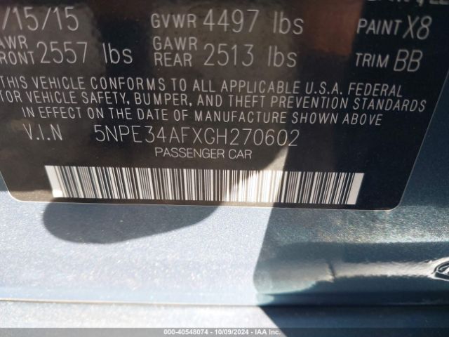 Photo 8 VIN: 5NPE34AFXGH270602 - HYUNDAI SONATA 