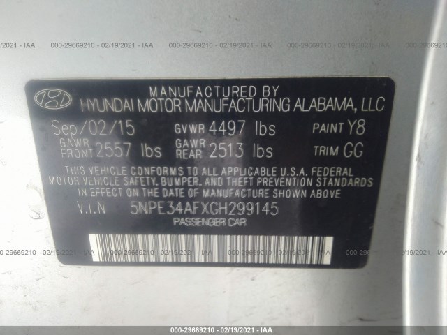 Photo 8 VIN: 5NPE34AFXGH299145 - HYUNDAI SONATA 