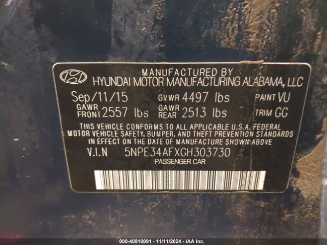 Photo 8 VIN: 5NPE34AFXGH303730 - HYUNDAI SONATA 