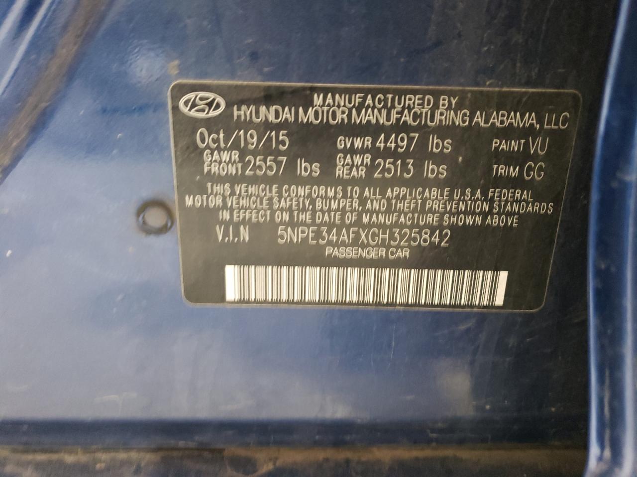 Photo 11 VIN: 5NPE34AFXGH325842 - HYUNDAI SONATA 