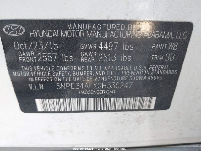 Photo 8 VIN: 5NPE34AFXGH330247 - HYUNDAI SONATA 