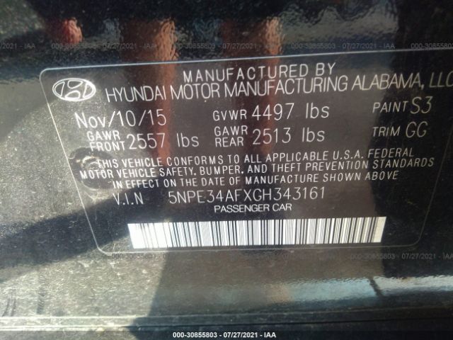 Photo 8 VIN: 5NPE34AFXGH343161 - HYUNDAI SONATA 