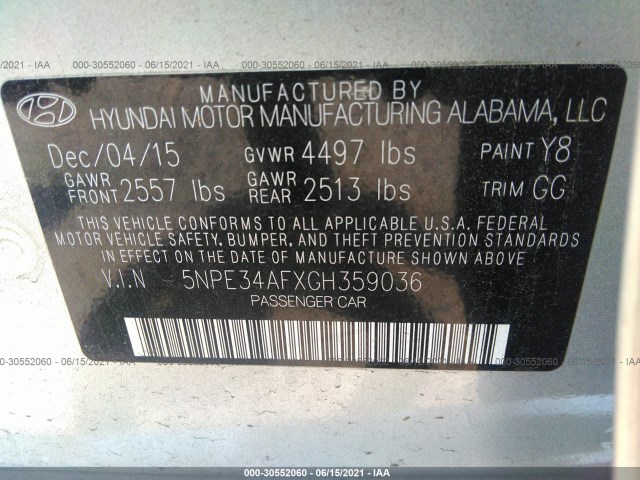 Photo 8 VIN: 5NPE34AFXGH359036 - HYUNDAI SONATA 