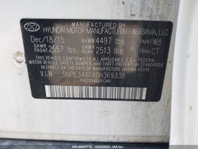 Photo 8 VIN: 5NPE34AFXGH369338 - HYUNDAI SONATA 