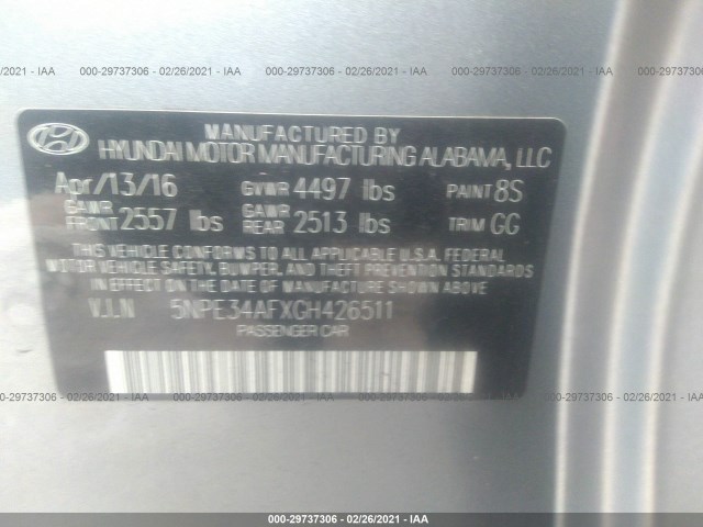 Photo 8 VIN: 5NPE34AFXGH426511 - HYUNDAI SONATA 