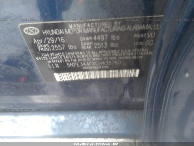 Photo 8 VIN: 5NPE34AFXGH435760 - HYUNDAI SONATA 